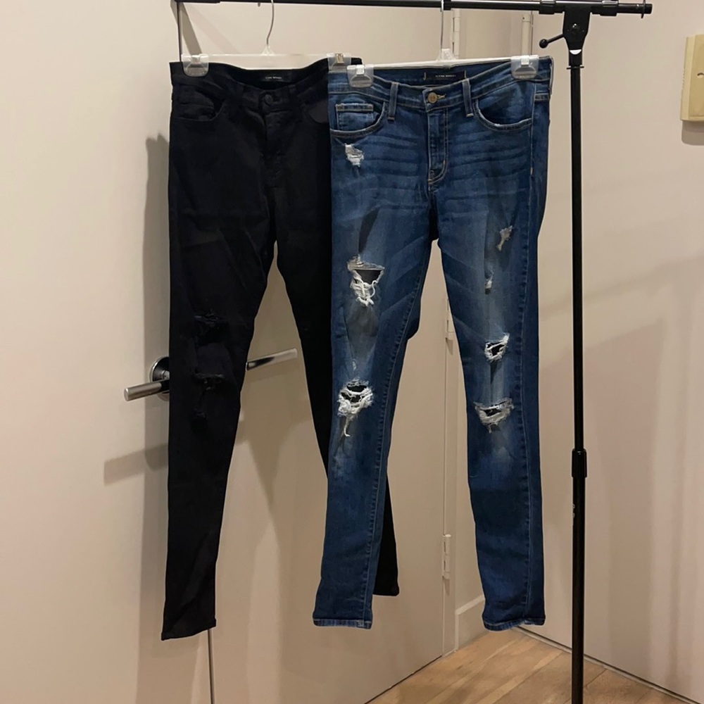 2-for-1 Flying Monkey Ripped Skinny Jeans in Black and Denim - Size 28